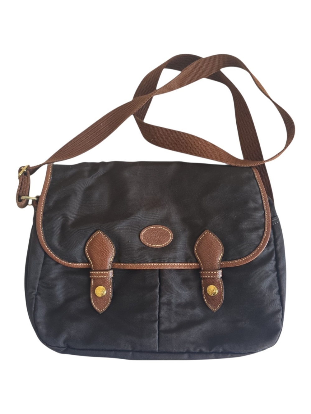 LONGCHAMP Brown & Tan Vintage Pliage Crossbody Messenger Bag